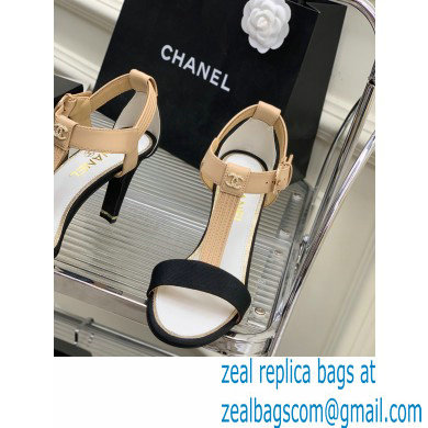 Chanel Heel 9cm Lambskin and Grosgrain Sandals Beige 2023