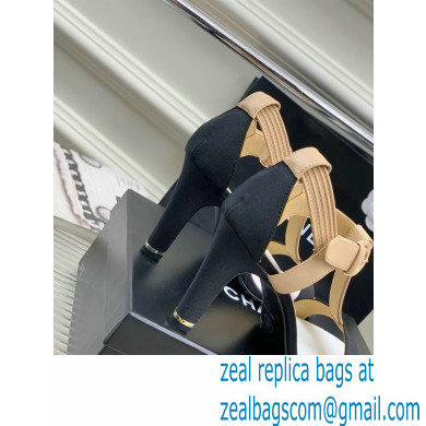 Chanel Heel 9cm Lambskin and Grosgrain Sandals Beige 2023