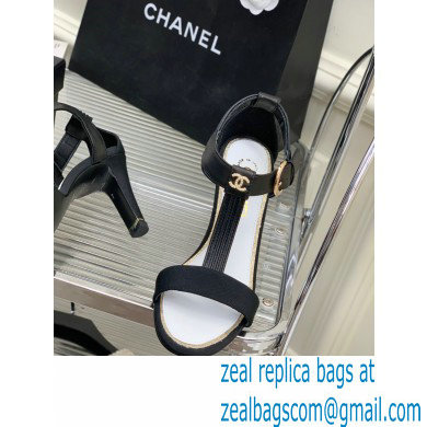 Chanel Heel 9cm Lambskin and Grosgrain Sandals Black 2023