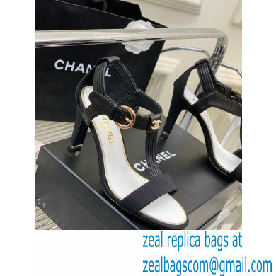Chanel Heel 9cm Lambskin and Grosgrain Sandals Black 2023