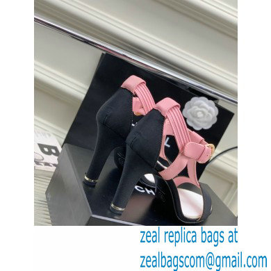 Chanel Heel 9cm Lambskin and Grosgrain Sandals Pink 2023