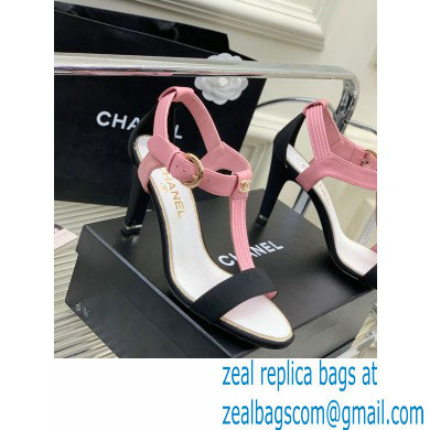 Chanel Heel 9cm Lambskin and Grosgrain Sandals Pink 2023