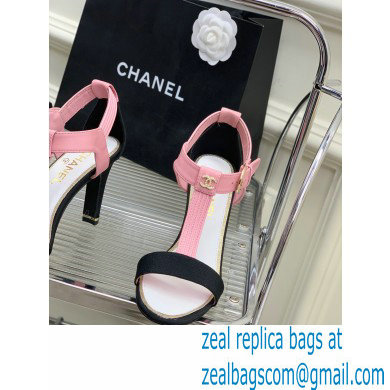 Chanel Heel 9cm Lambskin and Grosgrain Sandals Pink 2023
