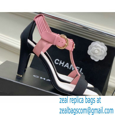 Chanel Heel 9cm Lambskin and Grosgrain Sandals Pink 2023