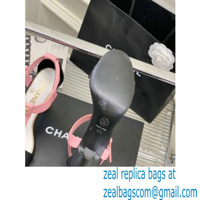 Chanel Heel 9cm Lambskin and Grosgrain Sandals Pink 2023