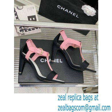 Chanel Heel 9cm Lambskin and Grosgrain Sandals Pink 2023