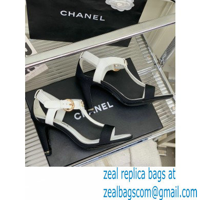 Chanel Heel 9cm Lambskin and Grosgrain Sandals White 2023