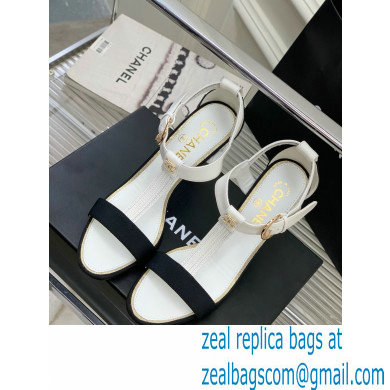 Chanel Heel 9cm Lambskin and Grosgrain Sandals White 2023
