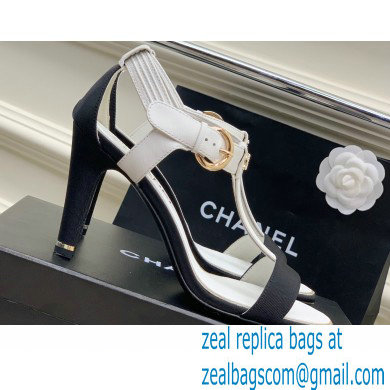 Chanel Heel 9cm Lambskin and Grosgrain Sandals White 2023