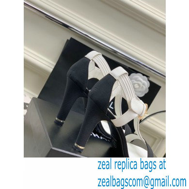 Chanel Heel 9cm Lambskin and Grosgrain Sandals White 2023