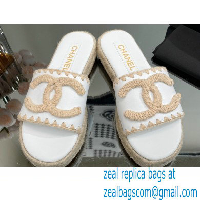 Chanel Hemp Rope CC Logo Mules White 2023
