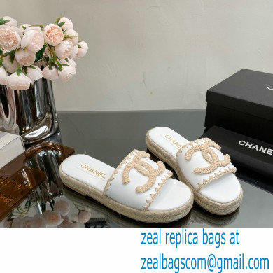 Chanel Hemp Rope CC Logo Mules White 2023