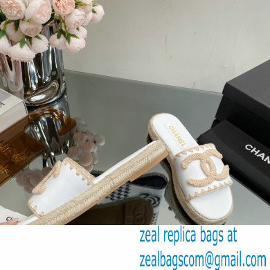 Chanel Hemp Rope CC Logo Mules White 2023