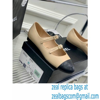 Chanel Lambskin and Calfskin Mary Janes G39514 Beige 2023