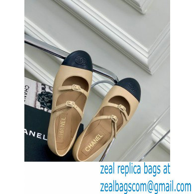 Chanel Lambskin and Calfskin Mary Janes G39514 Beige 2023