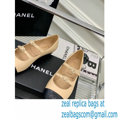 Chanel Lambskin and Calfskin Mary Janes G39514 Beige 2023