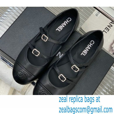 Chanel Lambskin and Calfskin Mary Janes G39514 Black 2023
