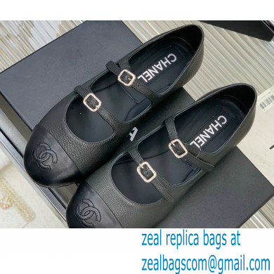 Chanel Lambskin and Calfskin Mary Janes G39514 Grained Black 2023