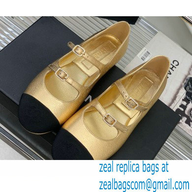 Chanel Lambskin and Calfskin Mary Janes G39514 Metallic Gold 2023