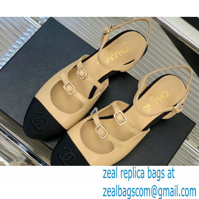 Chanel Leather Buckle Slingbacks Beige 2023