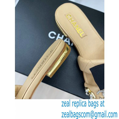 Chanel Pearl and Bow Lambskin Mules G40132 Beige 2023