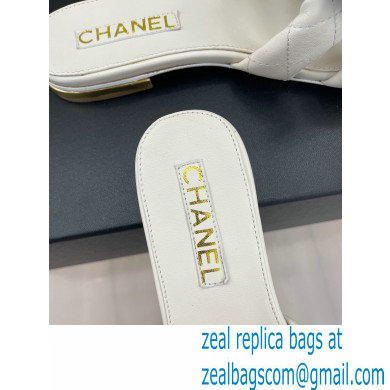 Chanel Pearl and Bow Lambskin Mules G40132 White 2023