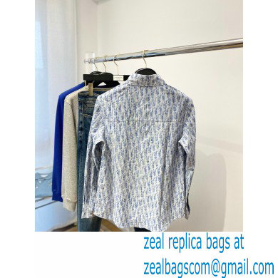 DIOR MEN'S BLUE OBLIQUE COLLAR SHIRT 2023