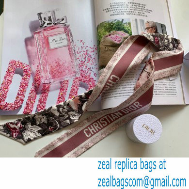 Dior BURGUNDY Multicolor Silk Twill Jardin Magique Mitzah Scarf 2023