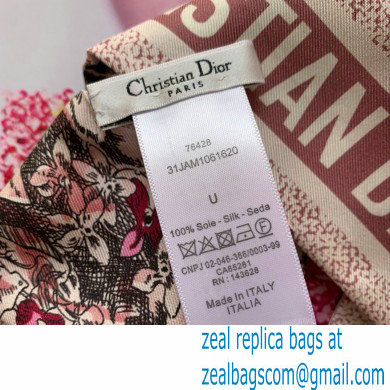 Dior BURGUNDY Multicolor Silk Twill Jardin Magique Mitzah Scarf 2023 - Click Image to Close