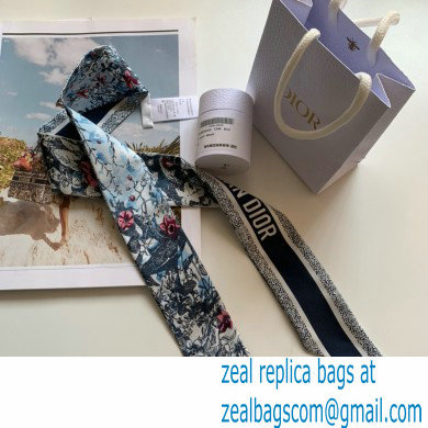 Dior Blue Multicolor Silk Twill Jardin Magique Mitzah Scarf 2023 - Click Image to Close