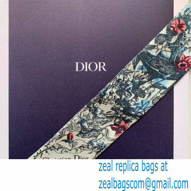 Dior Blue Multicolor Silk Twill Jardin Magique Mitzah Scarf 2023