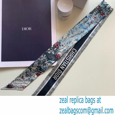 Dior Blue Multicolor Silk Twill Jardin Magique Mitzah Scarf 2023
