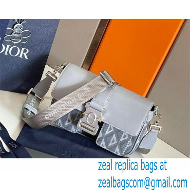 Dior Gray CD Diamond Canvas and Smooth Calfskin Hit The Road Bag with Strap 2023