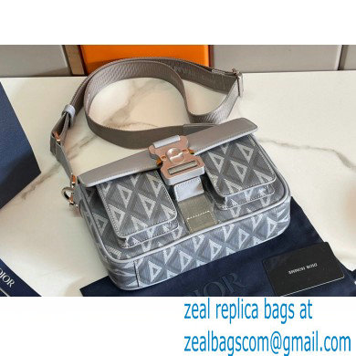 Dior Gray CD Diamond Canvas and Smooth Calfskin Hit The Road Bag with Strap 2023
