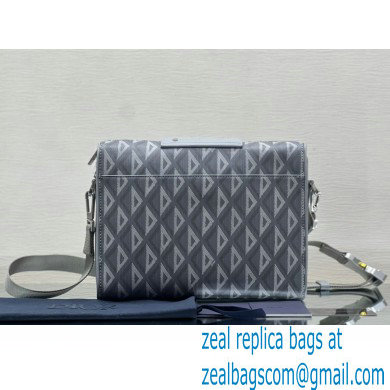 Dior Gray CD Diamond Canvas and Smooth Calfskin Lingot Messenger Bag 2023