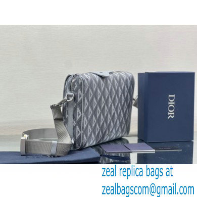 Dior Gray CD Diamond Canvas and Smooth Calfskin Lingot Messenger Bag 2023
