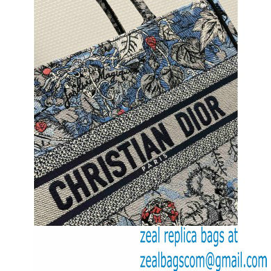 Dior Medium Book Tote Bag in Denim Blue Multicolor Dior Jardin Magique Embroidery 2023 - Click Image to Close