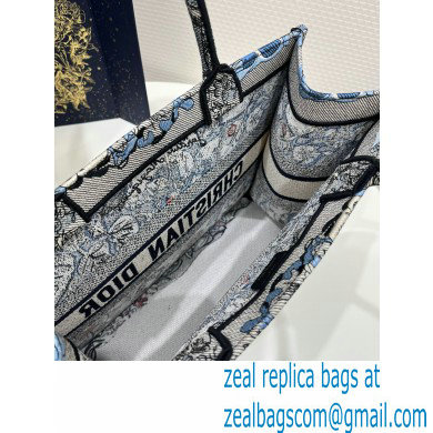 Dior Medium Book Tote Bag in Denim Blue Multicolor Dior Jardin Magique Embroidery 2023 - Click Image to Close