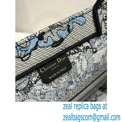 Dior Medium Book Tote Bag in Denim Blue Multicolor Dior Jardin Magique Embroidery 2023 - Click Image to Close