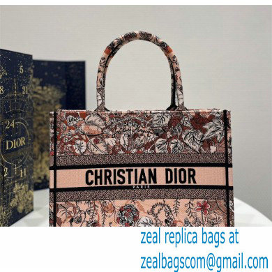 Dior Medium Book Tote Bag in Powder Pink Dior Jardin Magique Embroidery 2023 - Click Image to Close