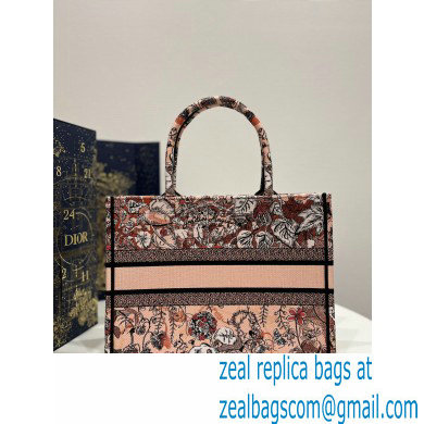 Dior Medium Book Tote Bag in Powder Pink Dior Jardin Magique Embroidery 2023