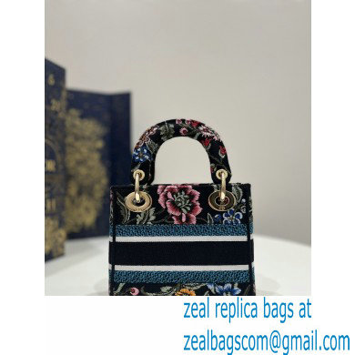 Dior Mini Lady D-Lite Bag in black Multicolor Dior Petites Fleurs Embroidery 2023