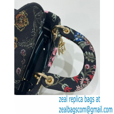 Dior Mini Lady D-Lite Bag in black Multicolor Dior Petites Fleurs Embroidery 2023 - Click Image to Close
