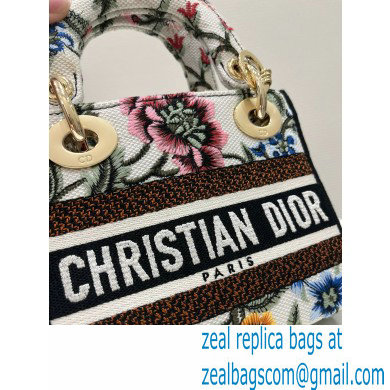 Dior Mini Lady D-Lite Bag in white Multicolor Dior Petites Fleurs Embroidery 2023 - Click Image to Close