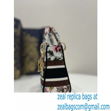 Dior Mini Lady D-Lite Bag in white Multicolor Dior Petites Fleurs Embroidery 2023 - Click Image to Close