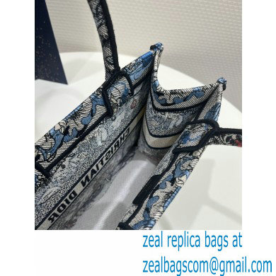 Dior Small Book Tote Bag in Denim Blue Multicolor Dior Jardin Magique Embroidery 2023