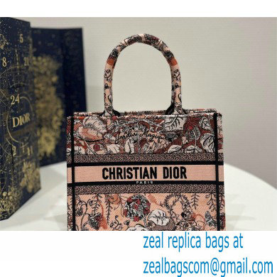Dior Small Book Tote Bag in Powder Pink Dior Jardin Magique Embroidery 2023