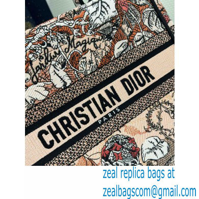 Dior Small Book Tote Bag in Powder Pink Dior Jardin Magique Embroidery 2023