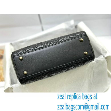 Dior Small Lady Dior Bag in black Quilted-Effect Lambskin with Ornamental Motif 2023