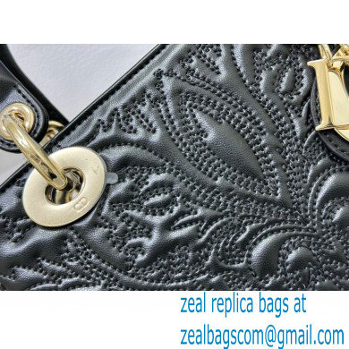 Dior Small Lady Dior Bag in black Quilted-Effect Lambskin with Ornamental Motif 2023